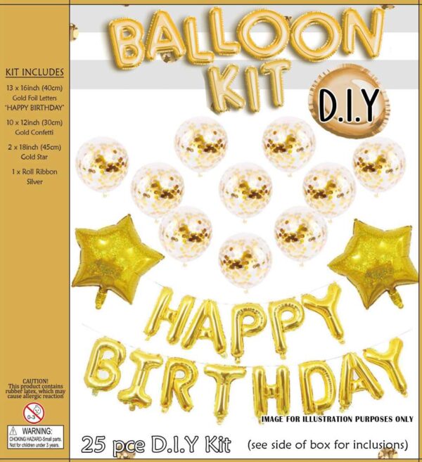 GOLD BIRTHDAY BALLOON KIT 25PCS 1/120