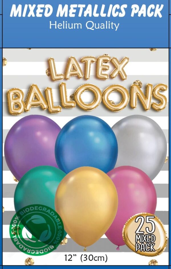 NEON METALLIC BALLOONS 25PCK-12INCH 10/120