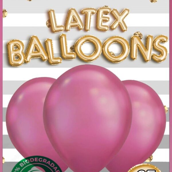 PAR9134.jpg METALLIC PINK BALLOONS 25PK - 12INCH 30CM 10/120
