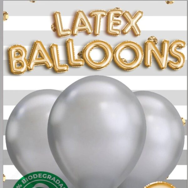 PAR9135.jpg METALLIC SILVER BALLOONS 25PK - 12INCH 30CM 10 /120