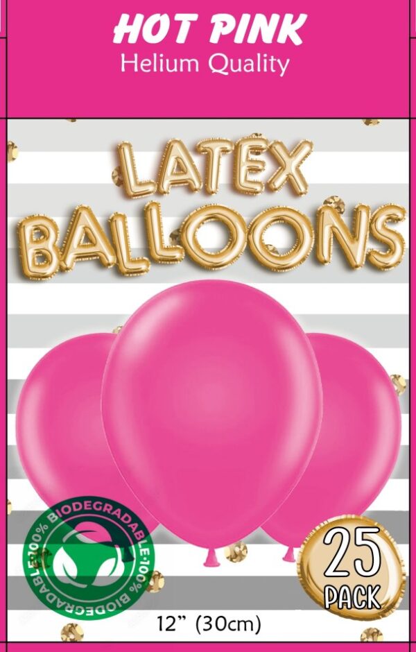 HOT PINK BALLOONS 25PK - 12INCH 30CM 10/120