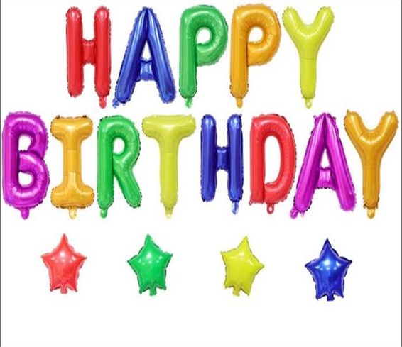 PAR9222.jpg HAPPY BIRTHDAY RAINBOW SET WITH STARS 45CM 12/252